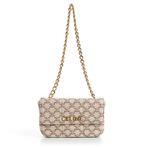 Chain Shoulder Bag - Matelasse - Triomphe Canvas Print White
