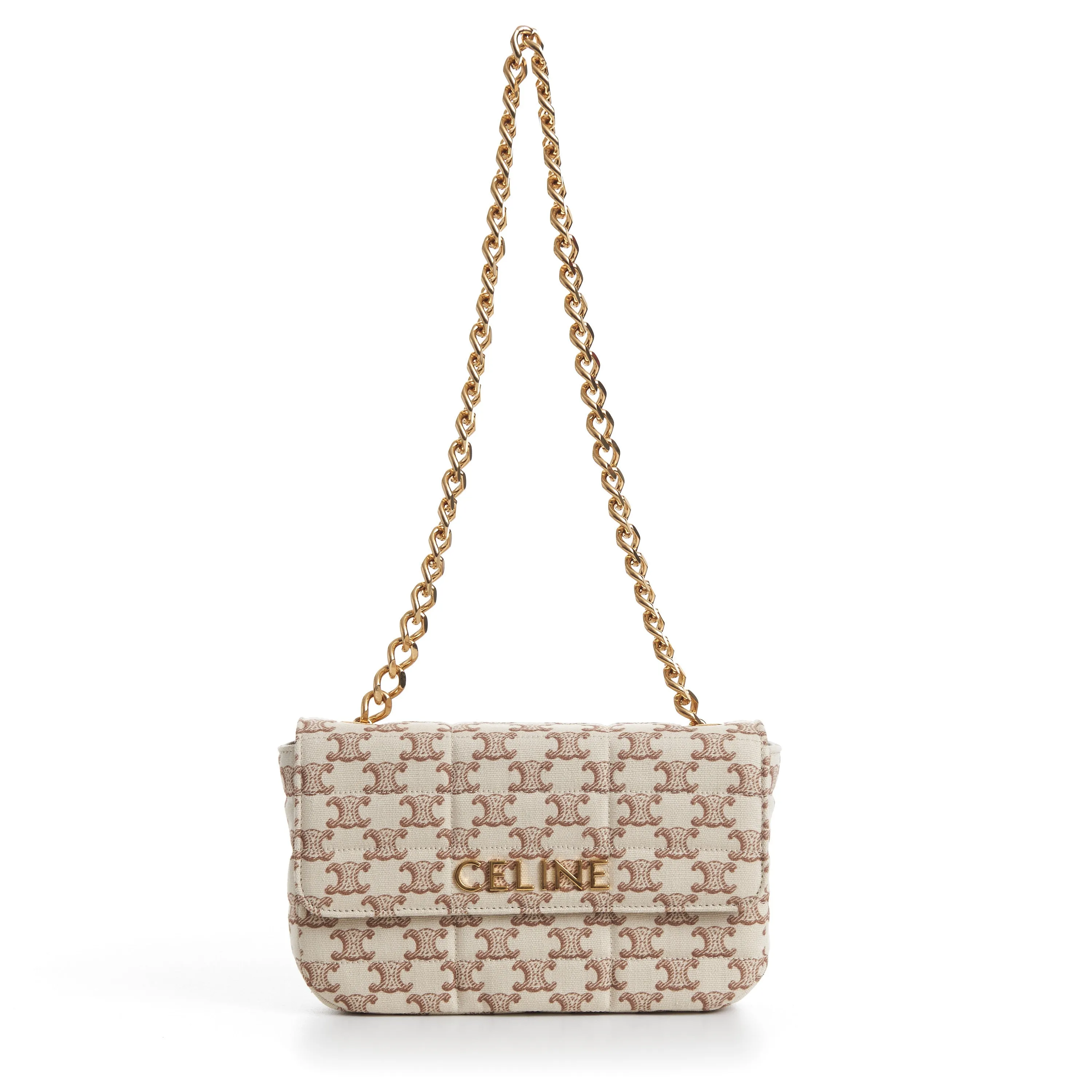 Chain Shoulder Bag - Matelasse - Triomphe Canvas Print White