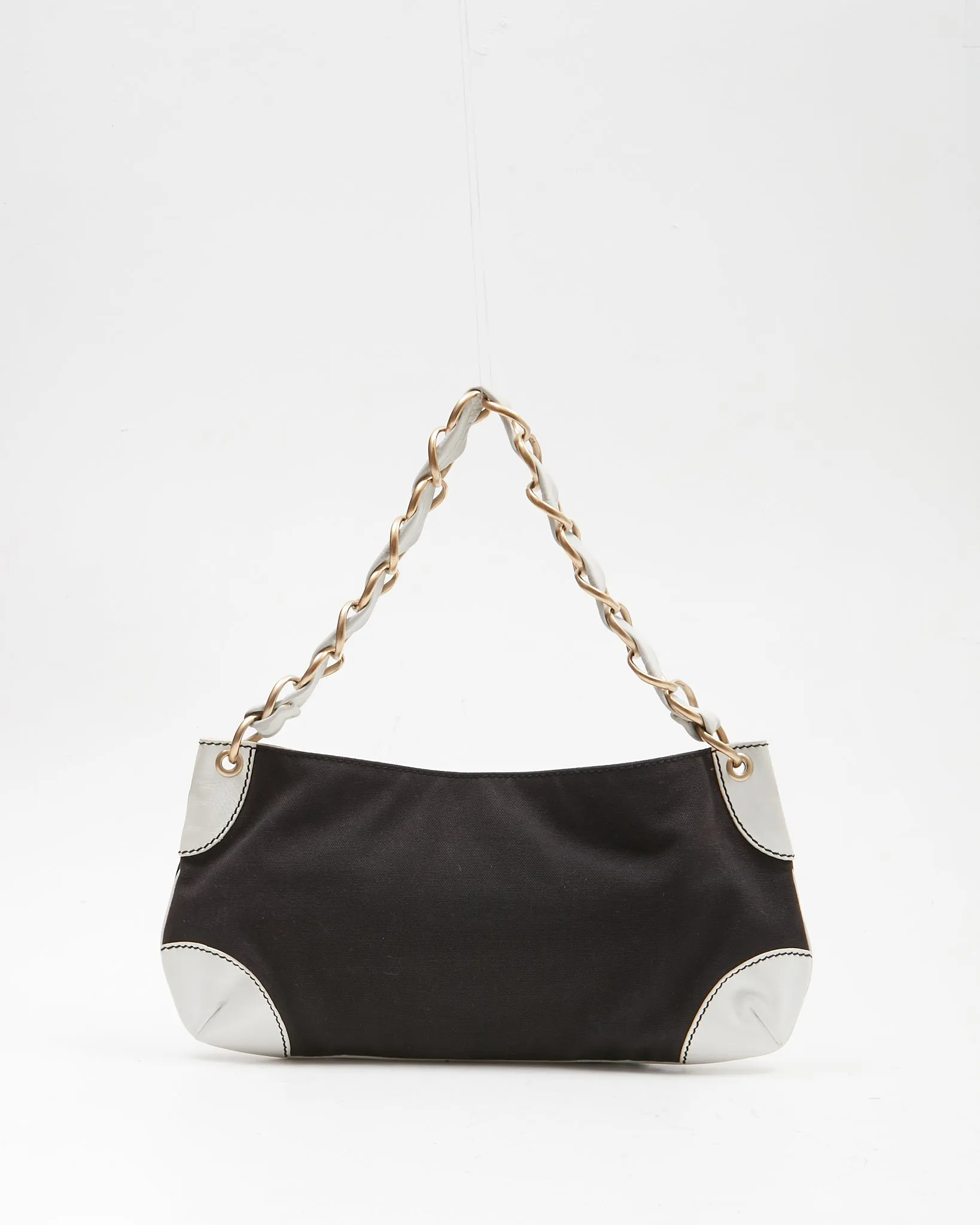 Chanel Black Denim CC Stitch Shoulder Bag