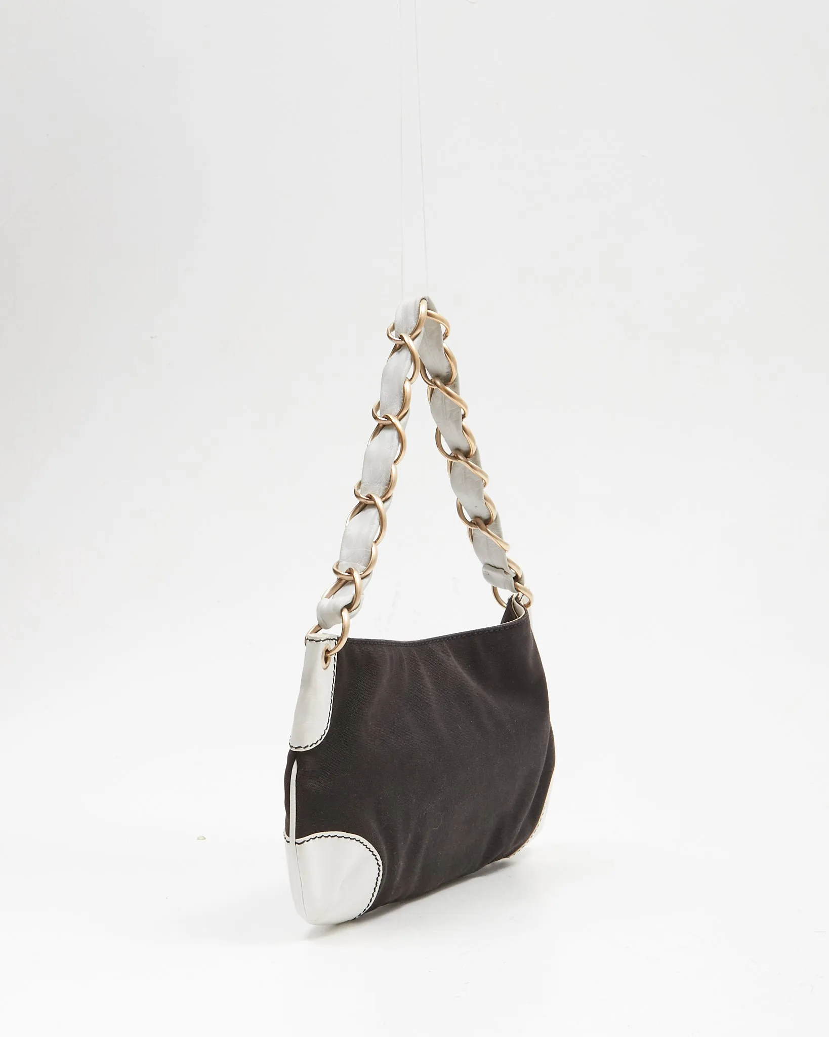 Chanel Black Denim CC Stitch Shoulder Bag