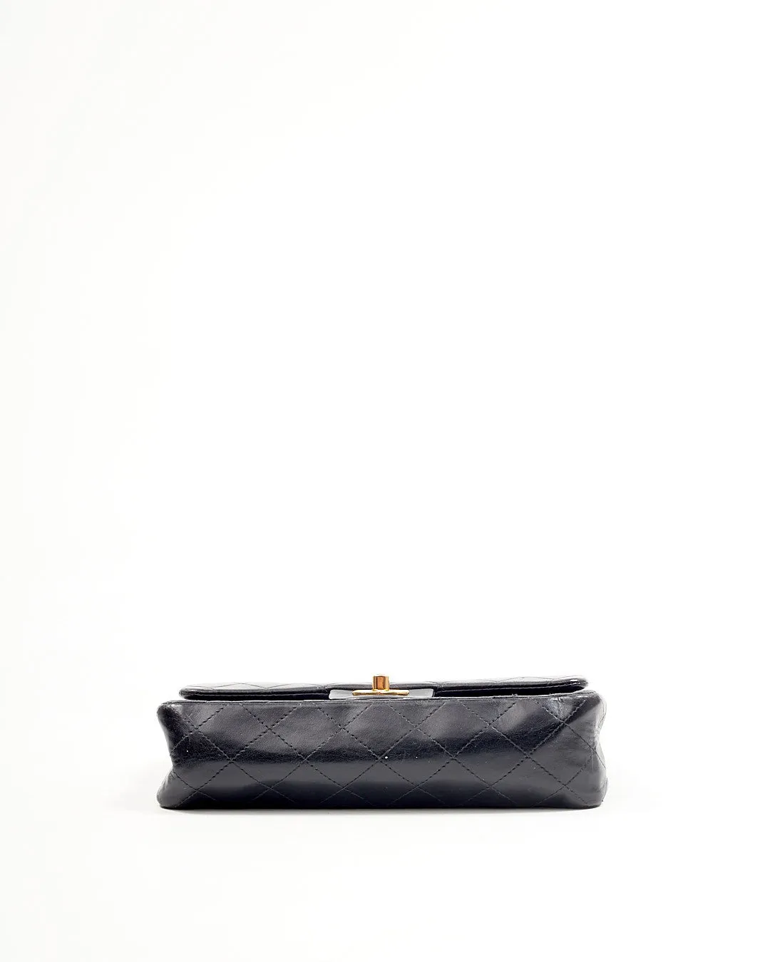 Chanel Black Lambskin Vintage 24K Gold Plated Small Classic Double Flap Bag