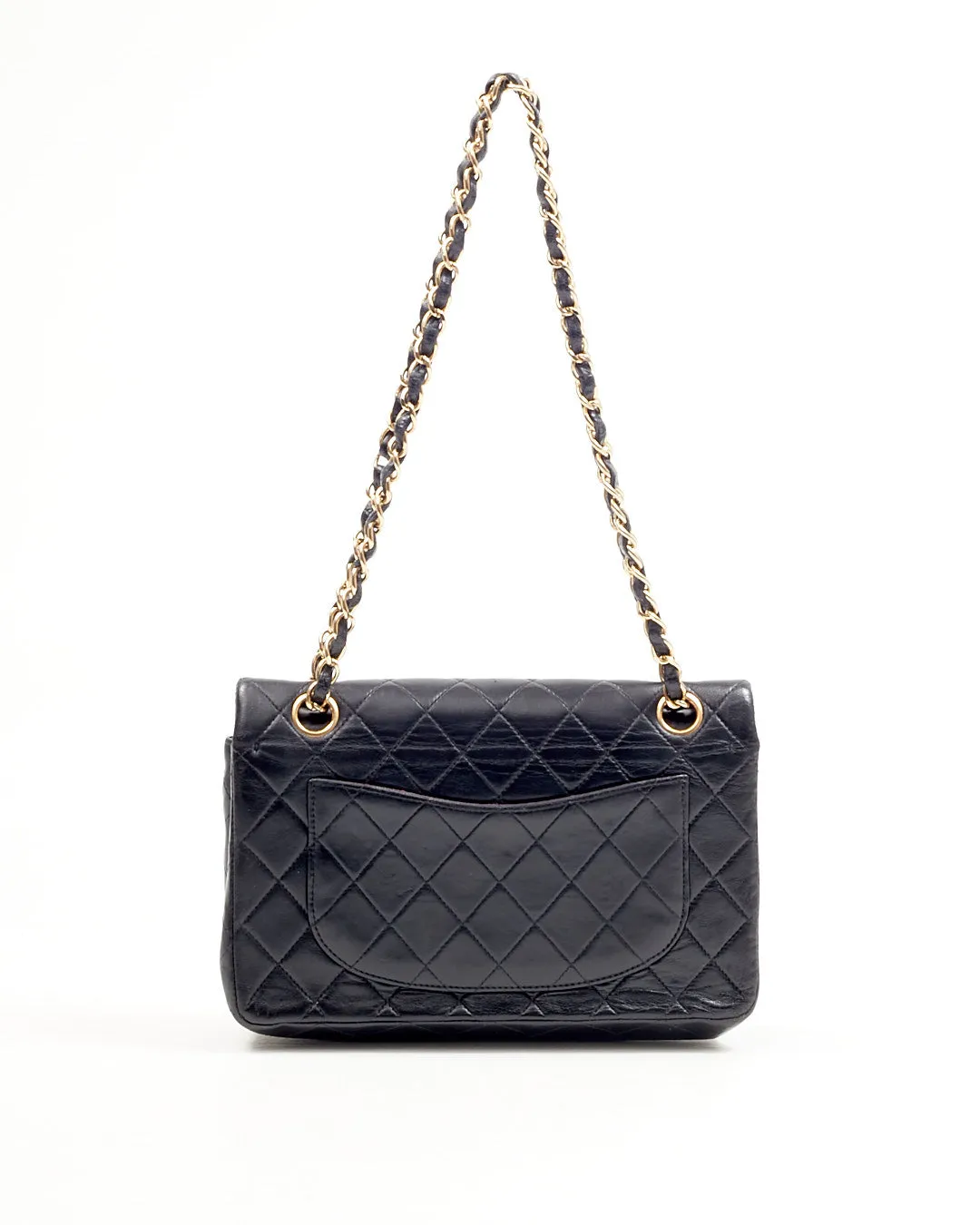 Chanel Black Lambskin Vintage 24K Gold Plated Small Classic Double Flap Bag