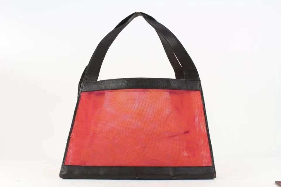 Chanel Black x Red Mesh Trapezoid Tote with Pouch 5cc1103