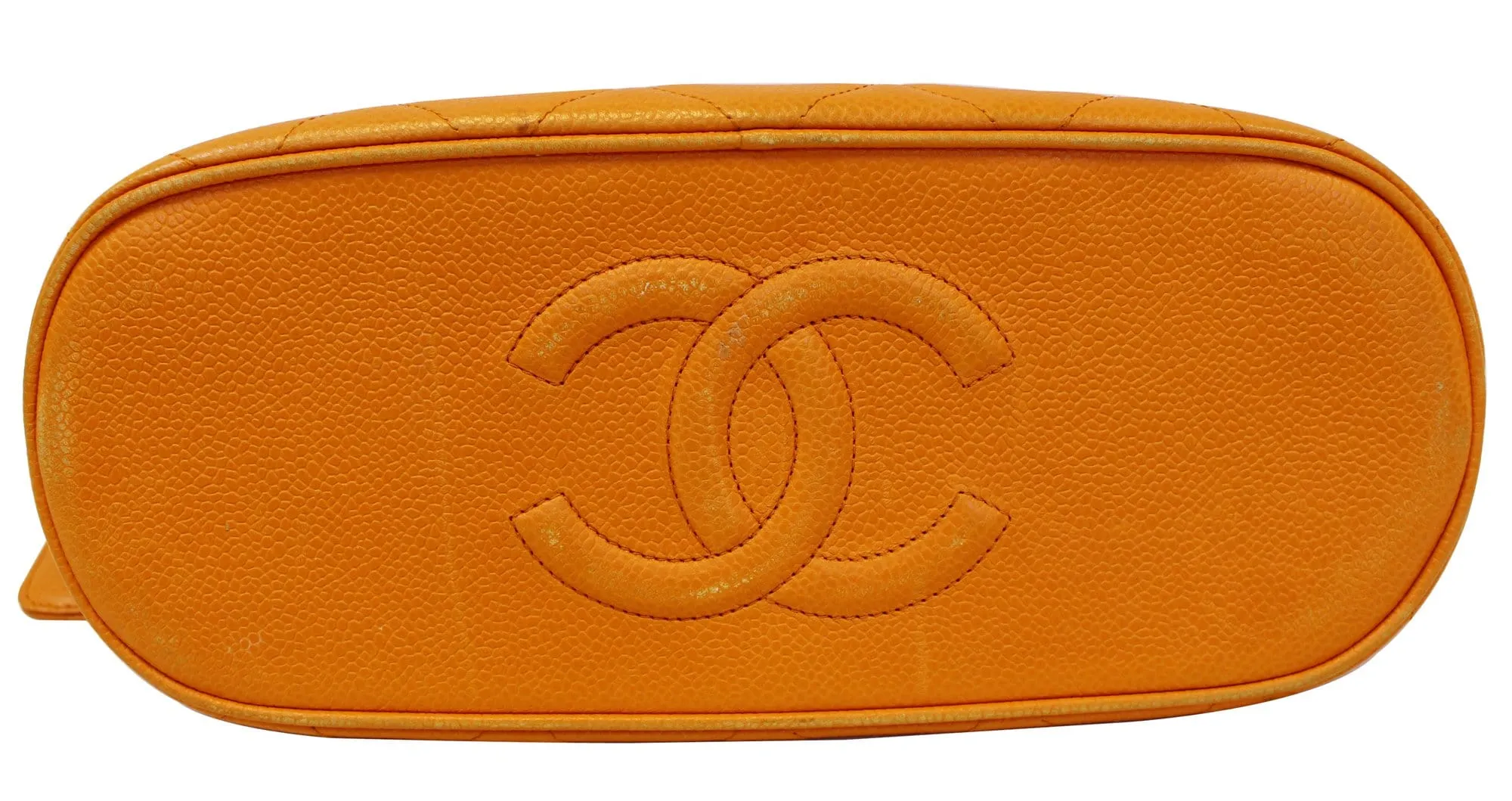CHANEL Caviar Leather Orange Timeless Shoulder Bag
