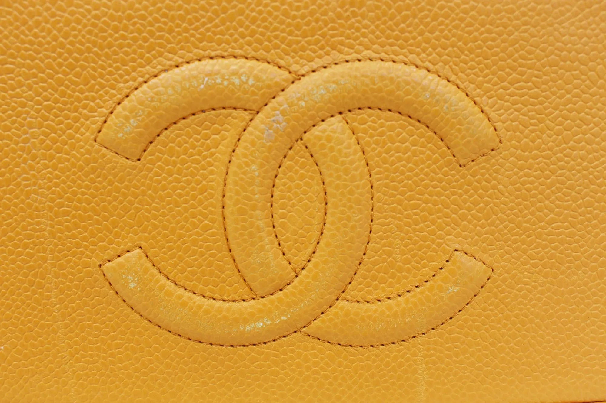 CHANEL Caviar Leather Orange Timeless Shoulder Bag