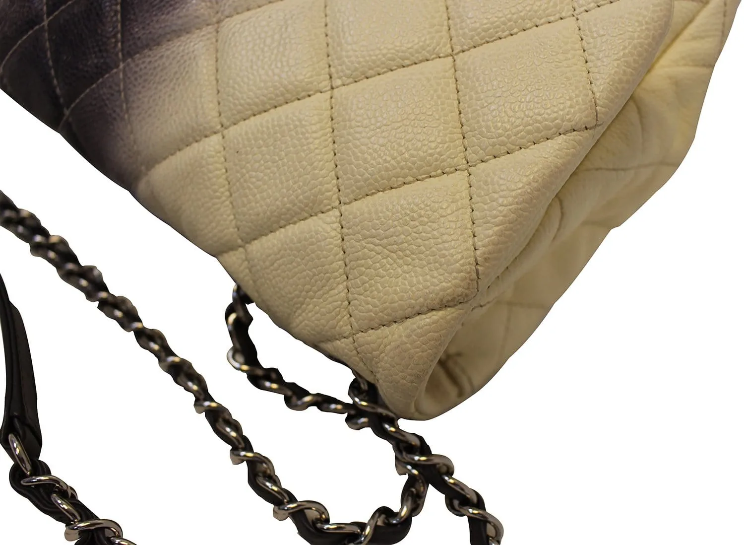 CHANEL Caviar Ombre Jumbo Single Flap Blanc White Shoulder Bag