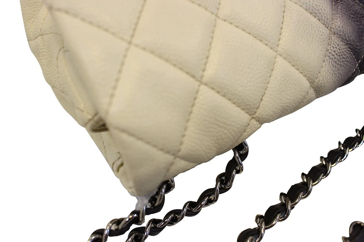 CHANEL Caviar Ombre Jumbo Single Flap Blanc White Shoulder Bag