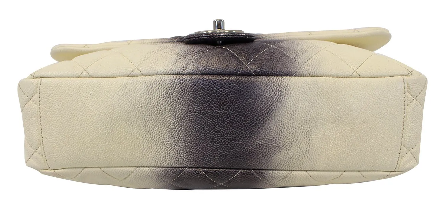 CHANEL Caviar Ombre Jumbo Single Flap Blanc White Shoulder Bag