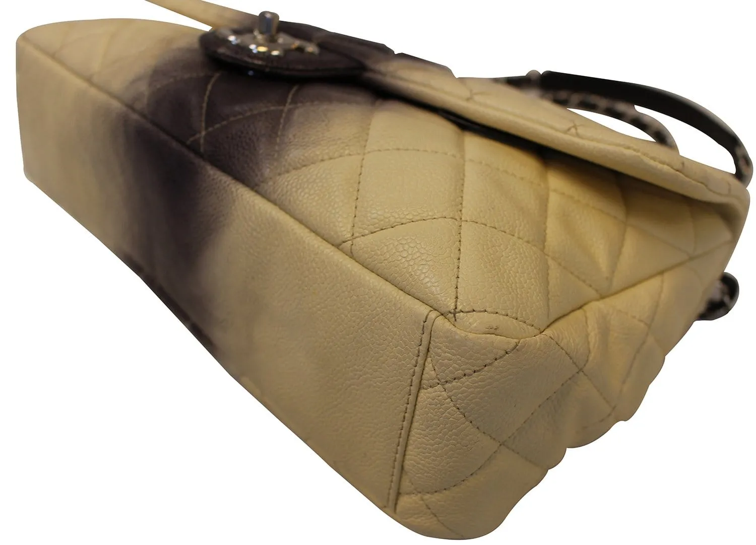 CHANEL Caviar Ombre Jumbo Single Flap Blanc White Shoulder Bag