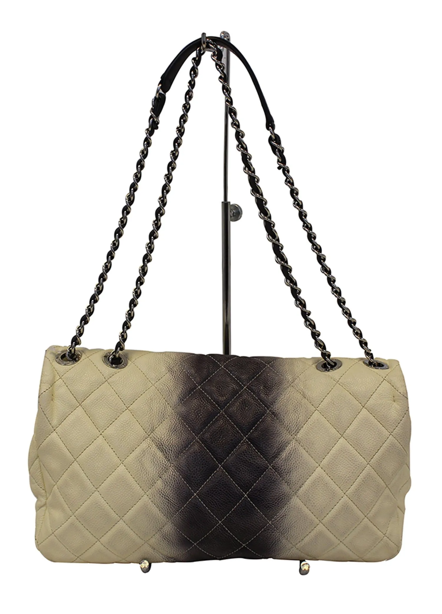 CHANEL Caviar Ombre Jumbo Single Flap Blanc White Shoulder Bag