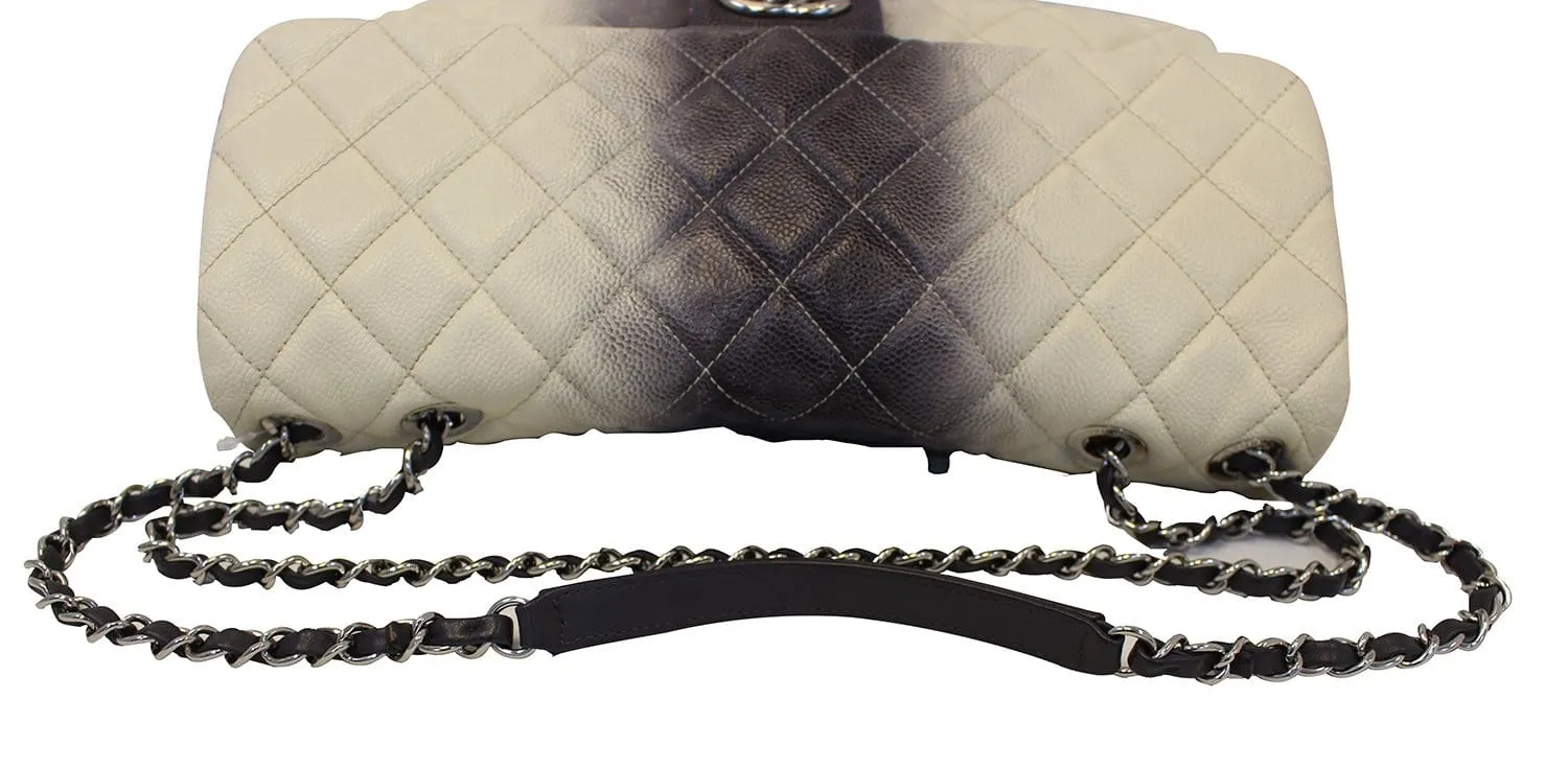 CHANEL Caviar Ombre Jumbo Single Flap Blanc White Shoulder Bag