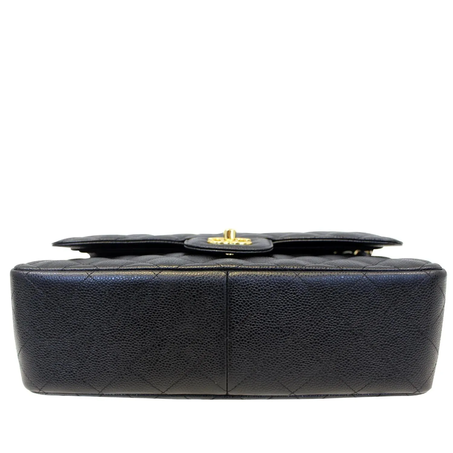 CHANEL Classic Jumbo Caviar Leather Double Flap Shoulder Bag Black