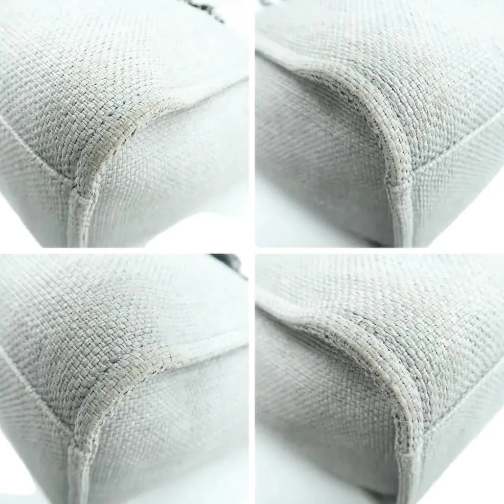 CHANEL Deauville Small Canvas Leather Tote Shoulder Bag White