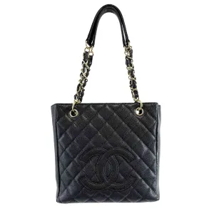 Chanel Excellent Petite Shopping Tote Caviar PST 2016 Black Handbag