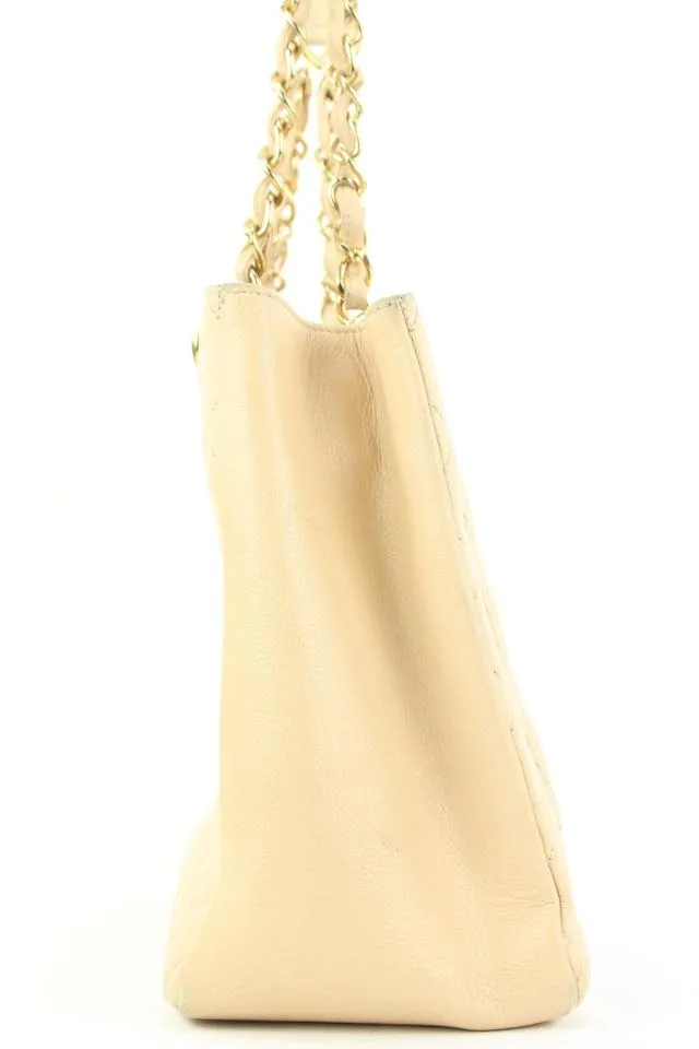 Chanel GST Beige Caviar Leather Grand Shopping Tote Chain Bag  10ccs114