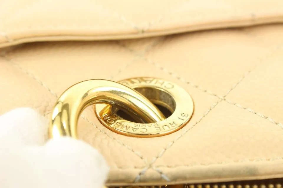 Chanel GST Beige Caviar Leather Grand Shopping Tote Chain Bag  10ccs114