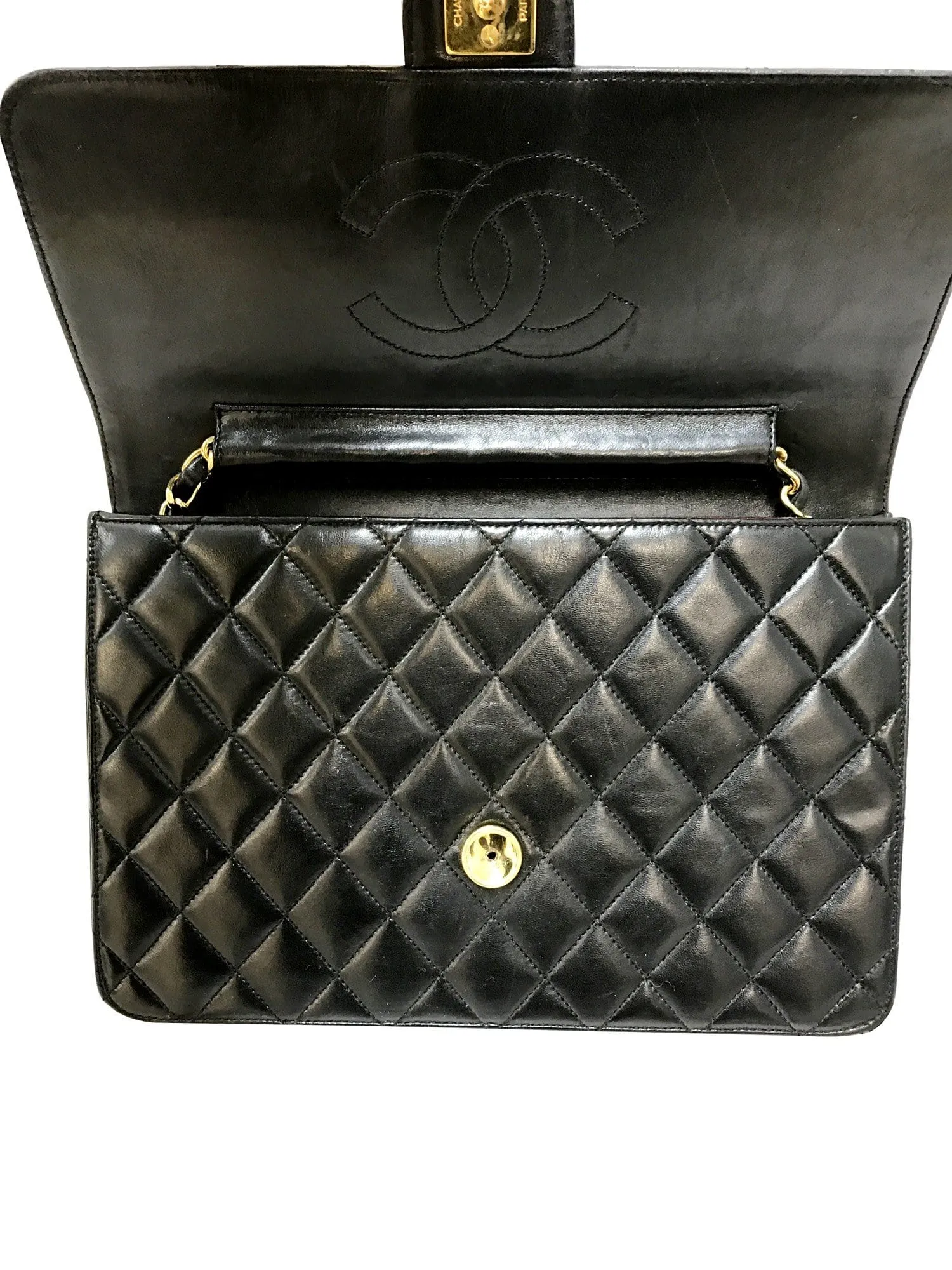 CHANEL Lamb Skin Matelasse 25 Chain Black Shoulder Bag