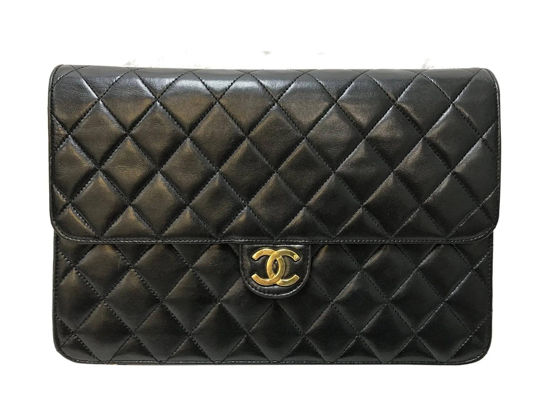 CHANEL Lamb Skin Matelasse 25 Chain Black Shoulder Bag