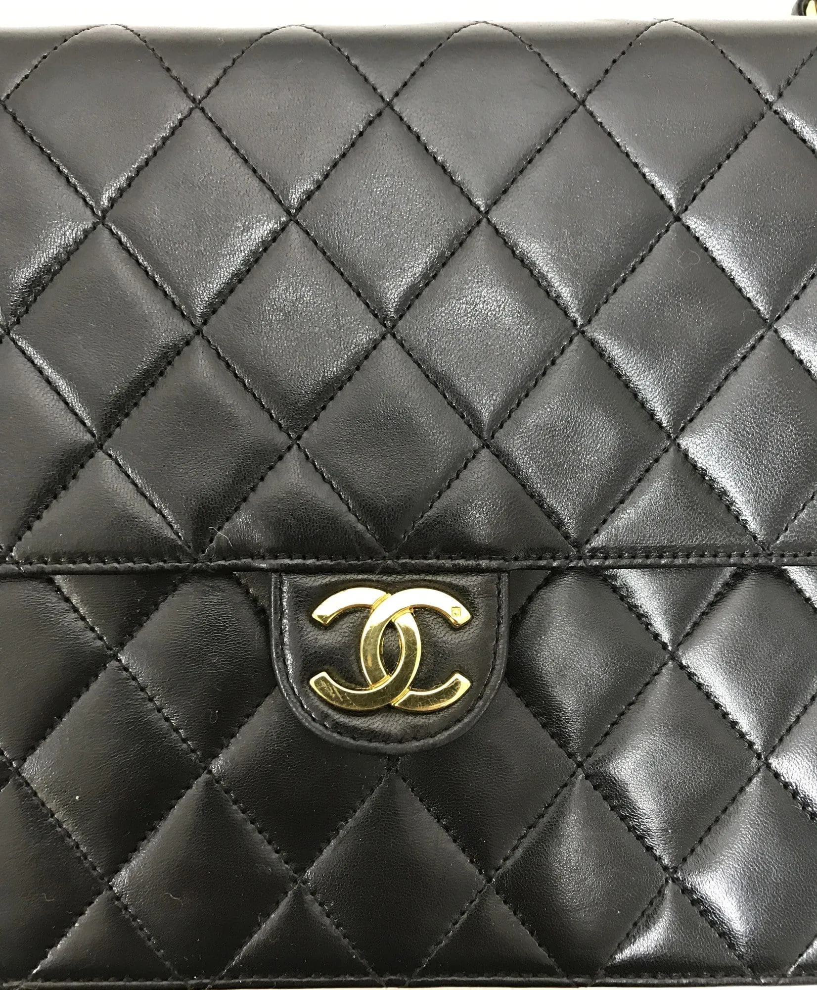 CHANEL Lamb Skin Matelasse 25 Chain Black Shoulder Bag