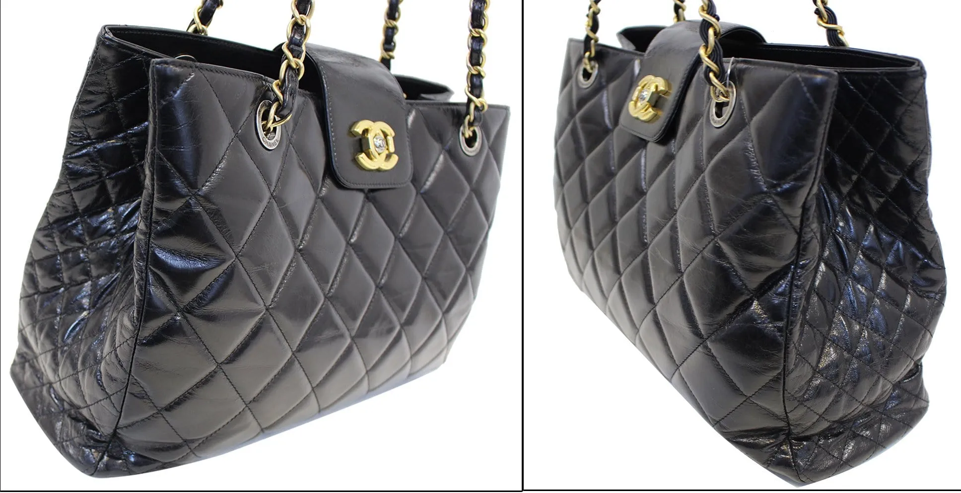 CHANEL Matelasse Black Calfskin Leather Shoulder Bag