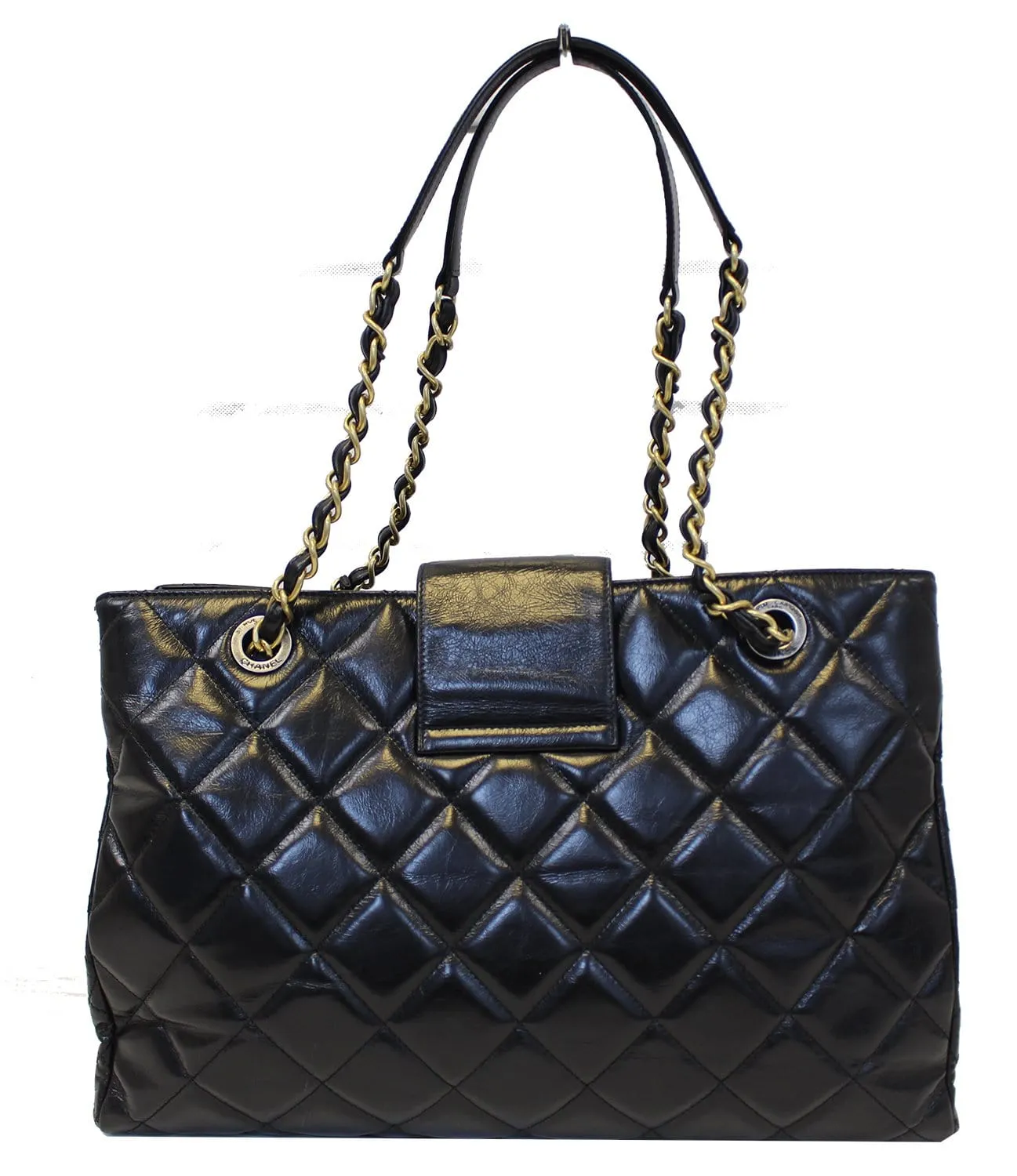 CHANEL Matelasse Black Calfskin Leather Shoulder Bag