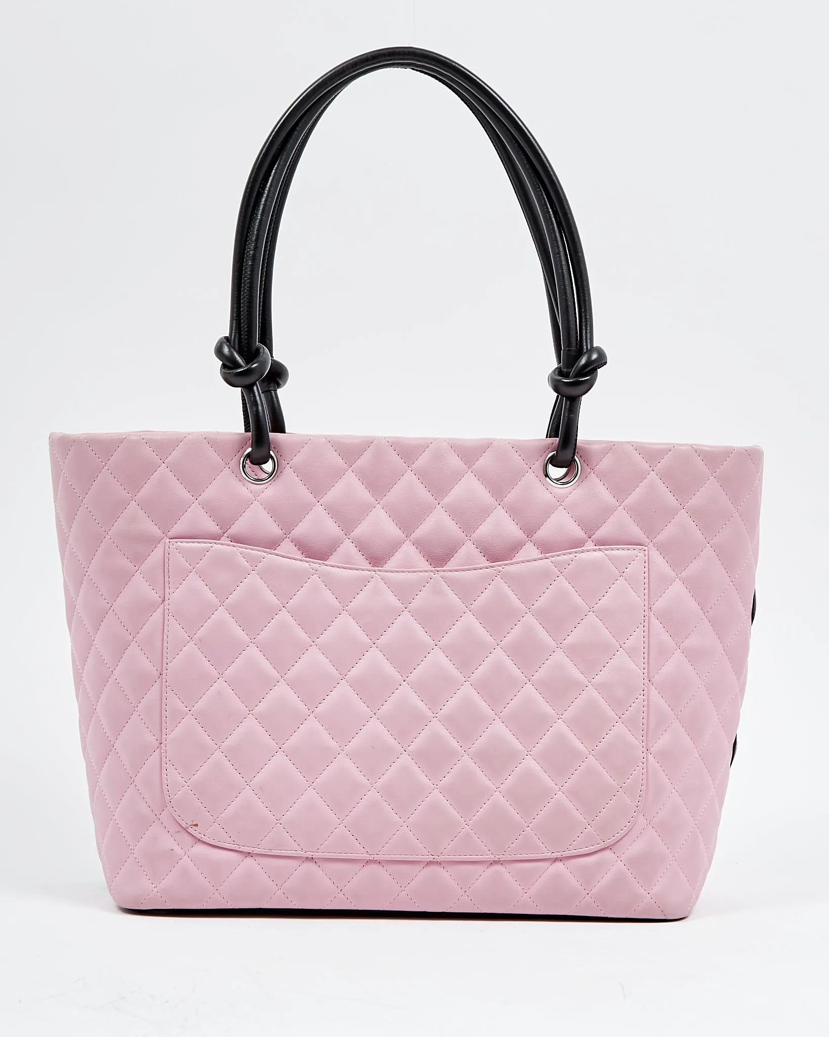 Chanel Pink/Black Lambskin Cambon Tote Bag