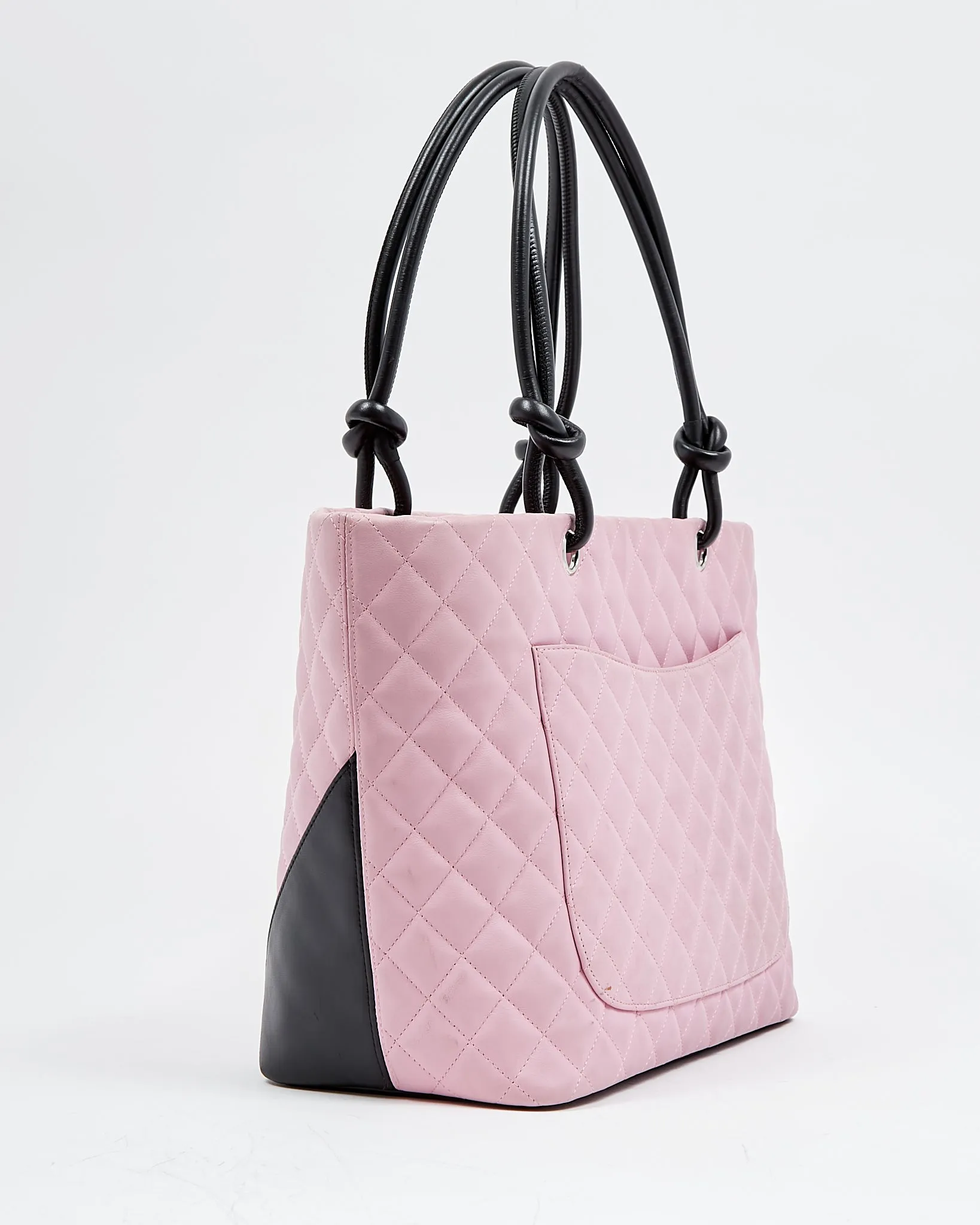 Chanel Pink/Black Lambskin Cambon Tote Bag