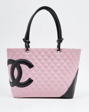 Chanel Pink/Black Lambskin Cambon Tote Bag
