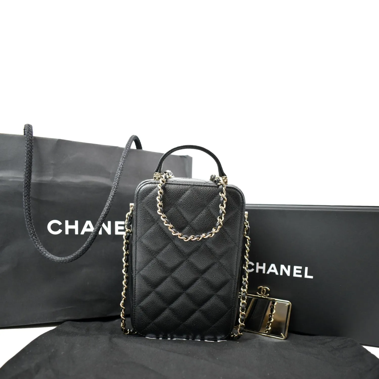 CHANEL Sac Vanity Caviar Leather Shoulder Bag Black - Hot Deals