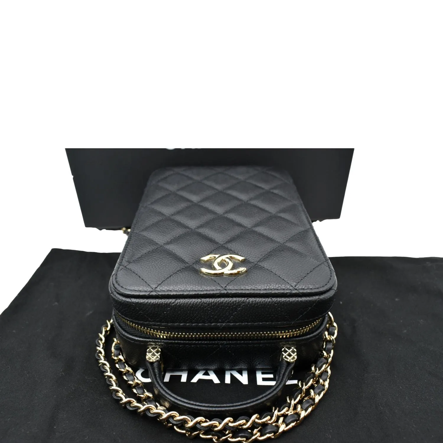 CHANEL Sac Vanity Caviar Leather Shoulder Bag Black - Hot Deals
