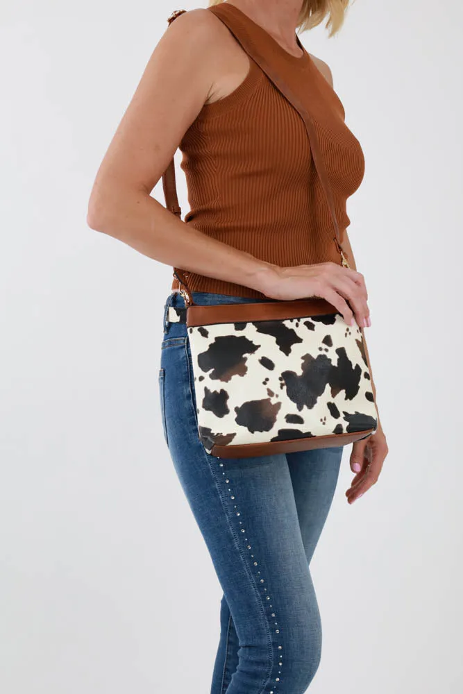 Chic Cow Print Bag Ensemble -Black