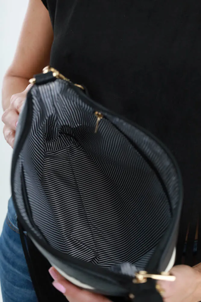 Chic Cow Print Bag Ensemble -Black