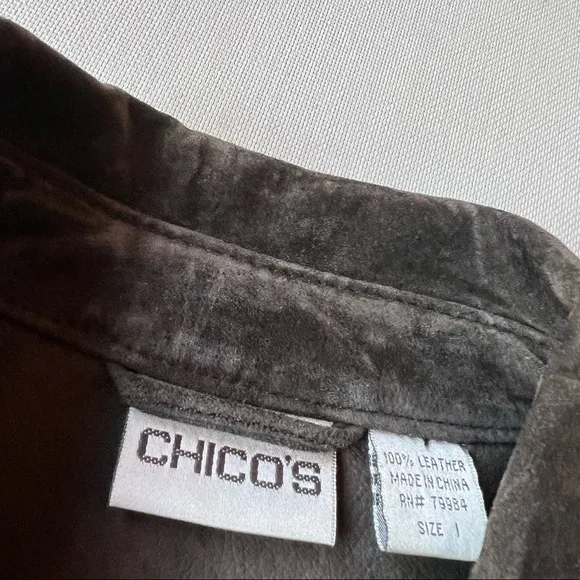 Chico’s Leather Suede Shirt Jacket