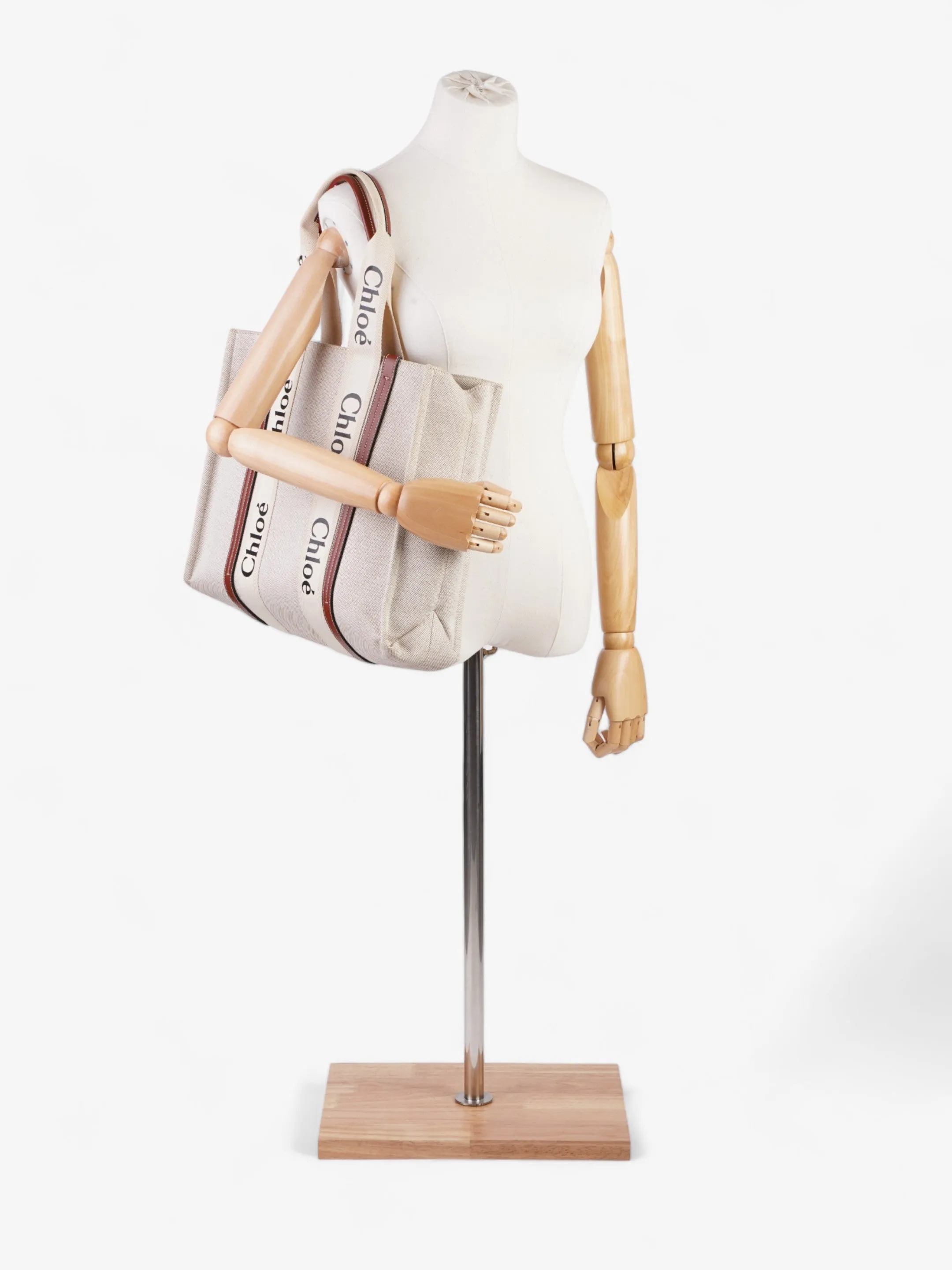 Chloe Woody Beige / Brown / White Canvas Large