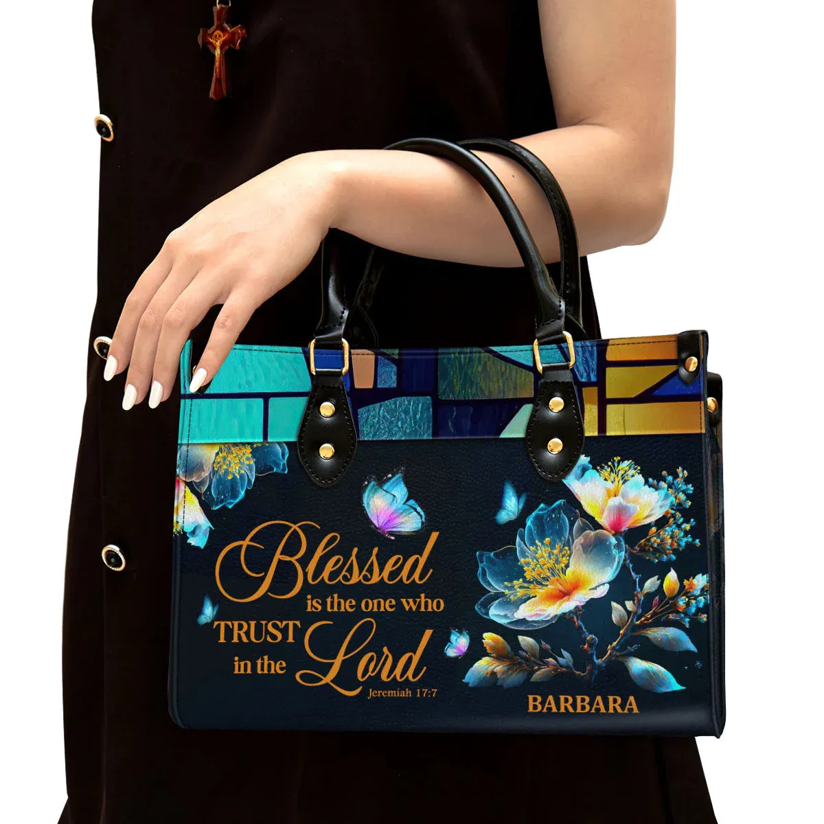 Christianart Designer Handbags, Blessed Is The One Who Trusts In The Lord Jeremiah 17:7, Personalized Gifts, Gifts for Women.