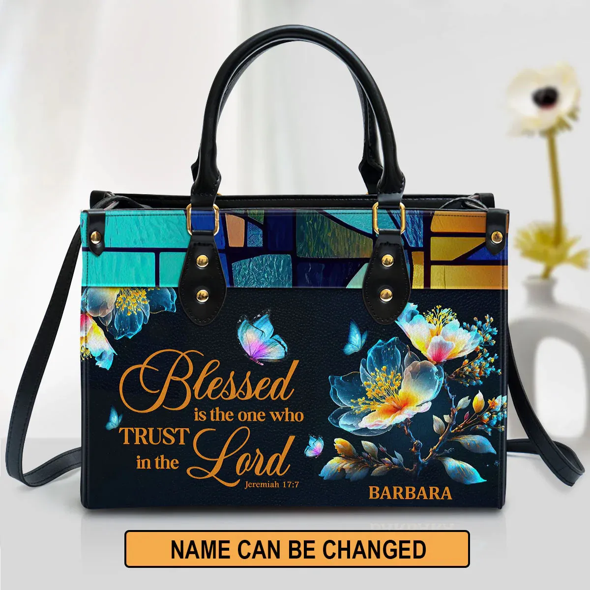 Christianart Designer Handbags, Blessed Is The One Who Trusts In The Lord Jeremiah 17:7, Personalized Gifts, Gifts for Women.