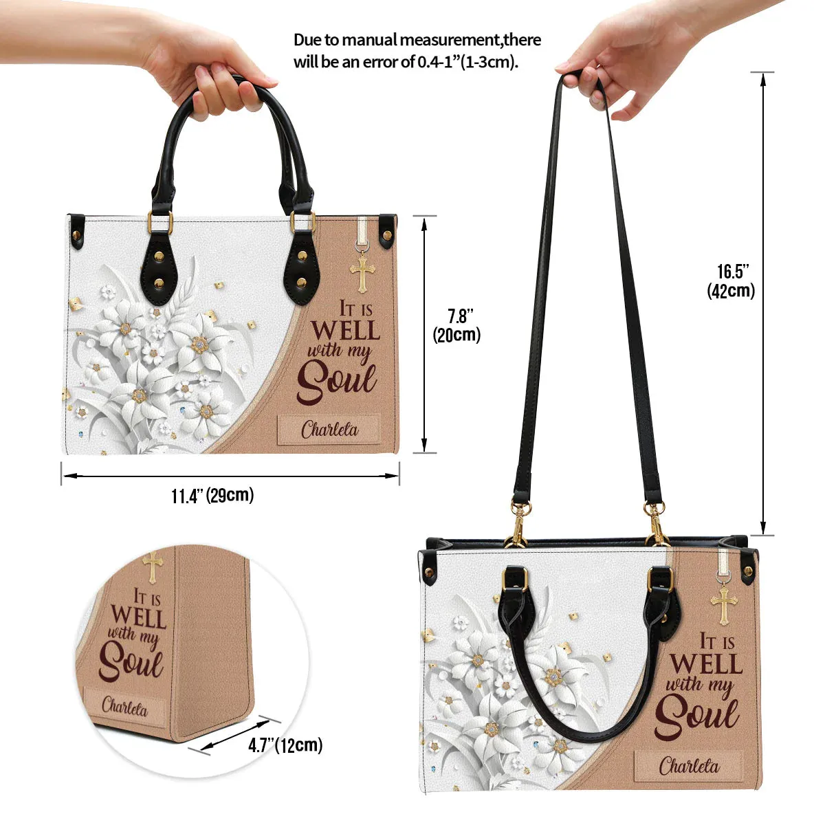 Christianart Designer Handbags, It Is Well With My Soul, Personalized Gifts, Gifts for Women.