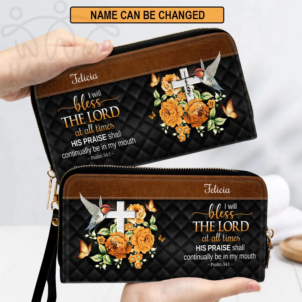 Christianart Handbag, Personalized Hand Bag, I Will Bless The Lord At All Times, Personalized Gifts, Gifts for Women.