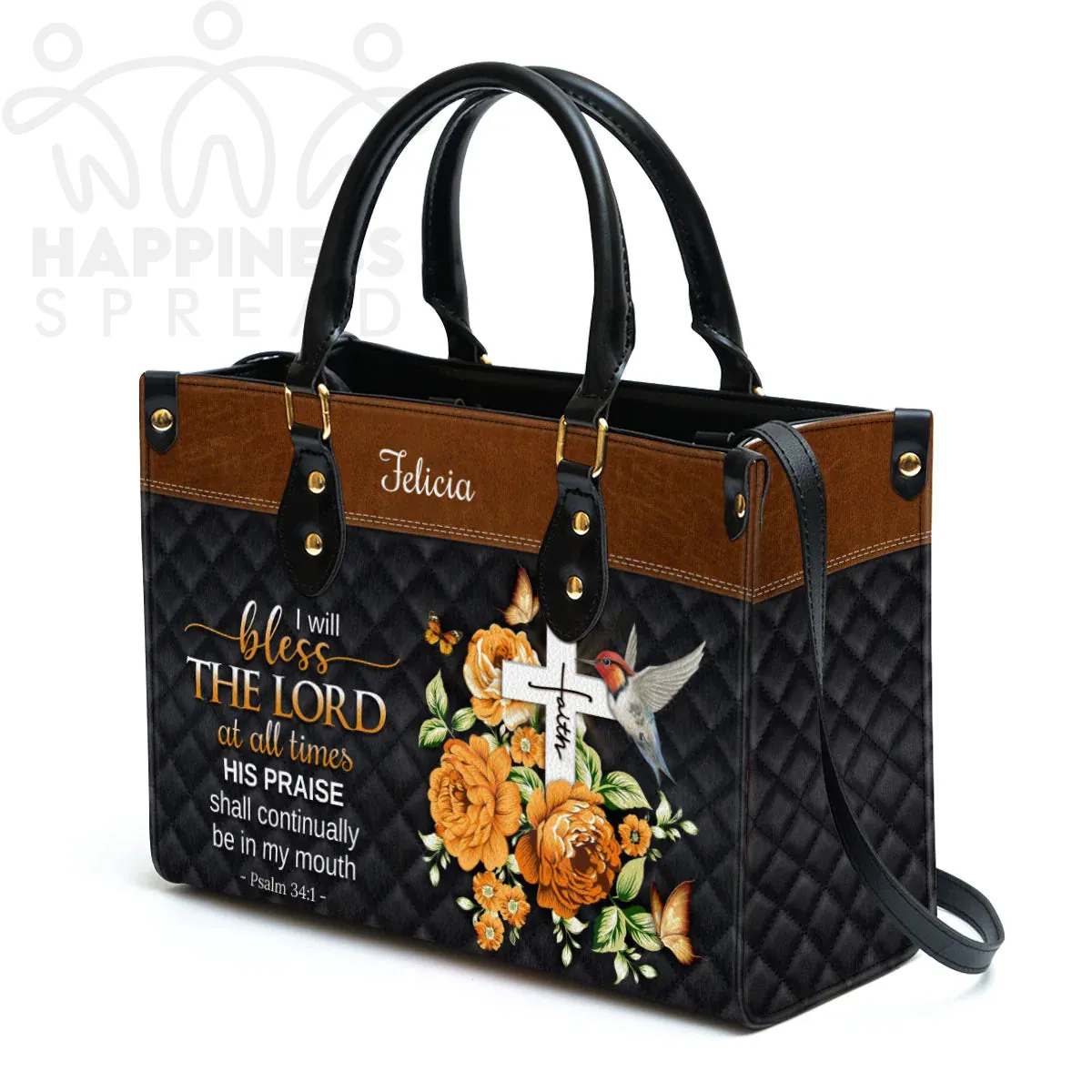 Christianart Handbag, Personalized Hand Bag, I Will Bless The Lord At All Times, Personalized Gifts, Gifts for Women.