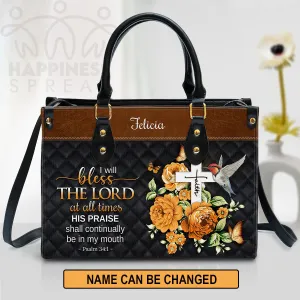 Christianart Handbag, Personalized Hand Bag, I Will Bless The Lord At All Times, Personalized Gifts, Gifts for Women.