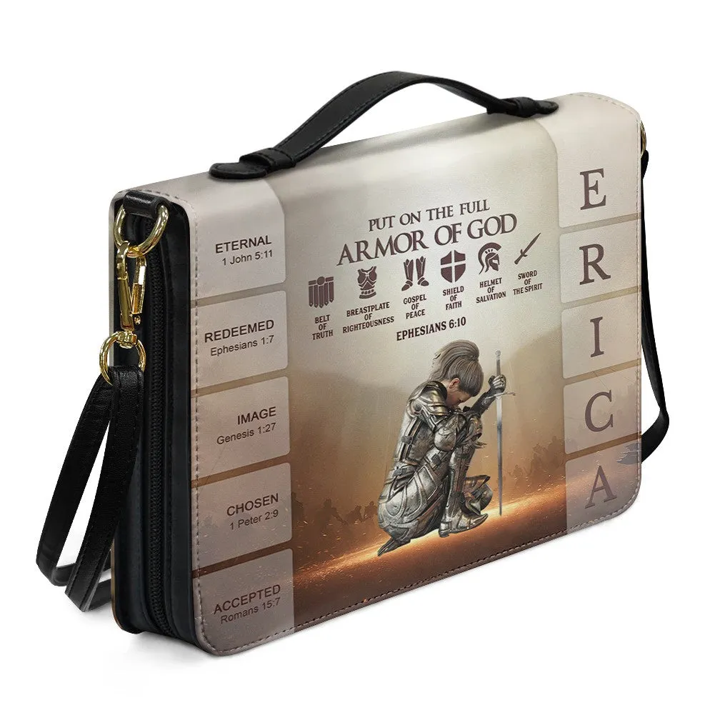 CHRISTIANARTBAG Bible Cover - Put on the Full Armor of God - Uncover the sacred meaning of your name - Personalized Bible Cover, CABBBCV013625