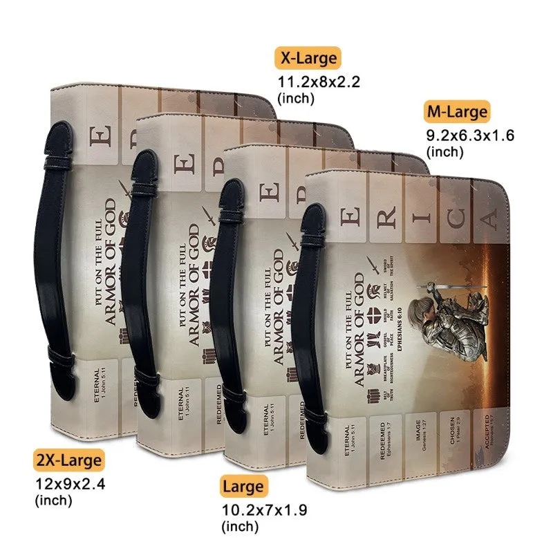 CHRISTIANARTBAG Bible Cover - Put on the Full Armor of God - Uncover the sacred meaning of your name - Personalized Bible Cover, CABBBCV013625