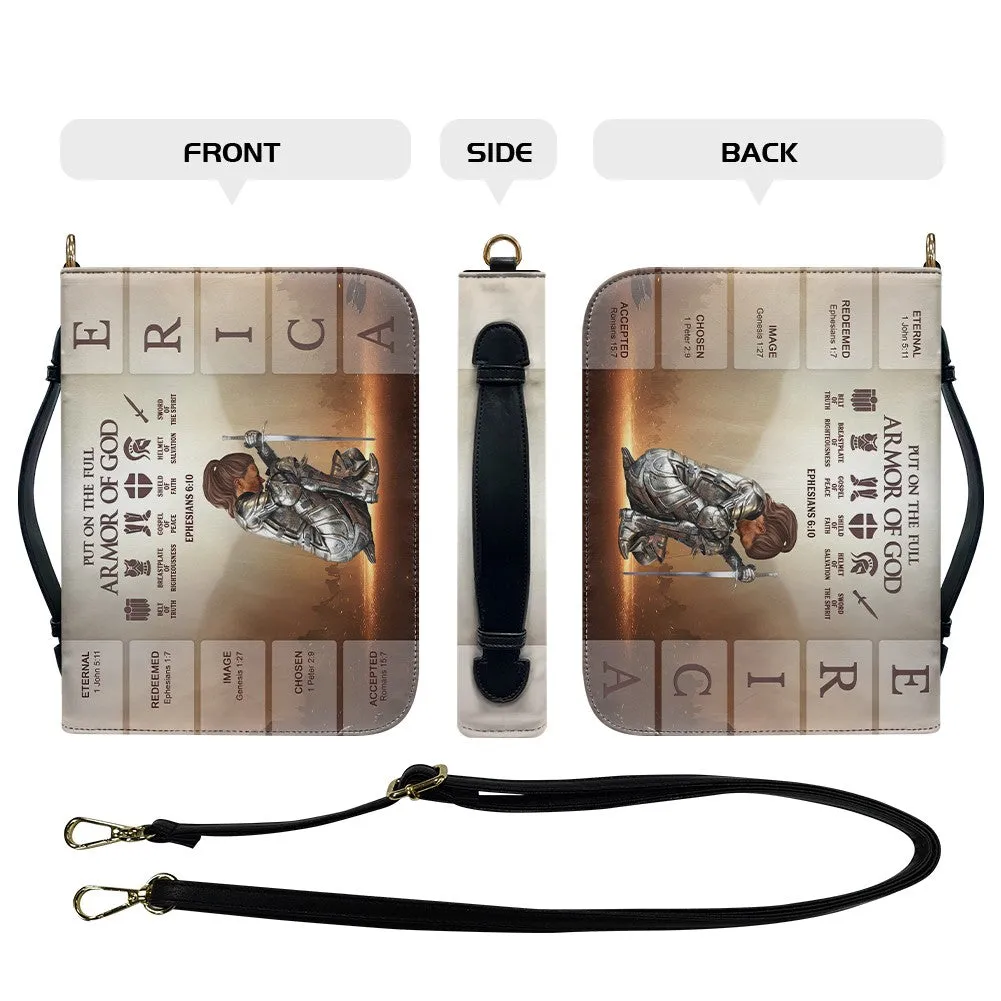 CHRISTIANARTBAG Bible Cover - Put on the Full Armor of God - Uncover the sacred meaning of your name - Personalized Bible Cover, CABBBCV013625