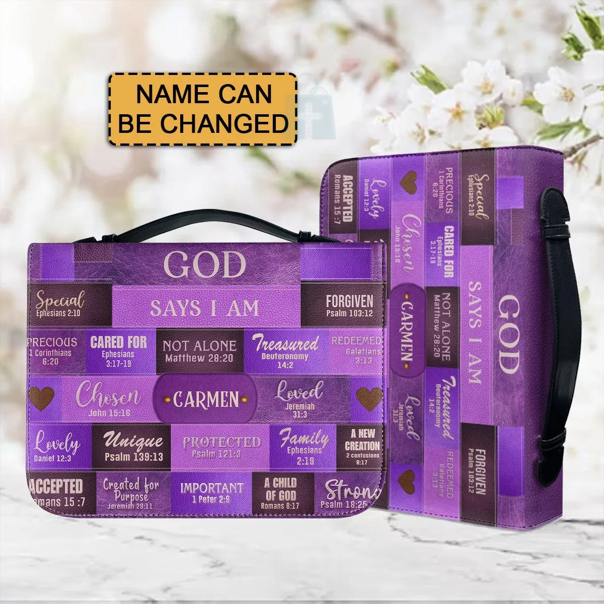Christianartbag Handbags, God Says I Am Leather Handbag Purple, Personalized Bags, Gifts for Women, Christmas Gift, CABLTB02240923.