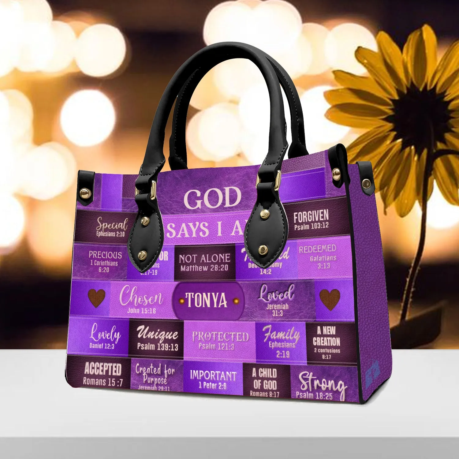 Christianartbag Handbags, God Says I Am Leather Handbag Purple, Personalized Bags, Gifts for Women, Christmas Gift, CABLTB02240923.