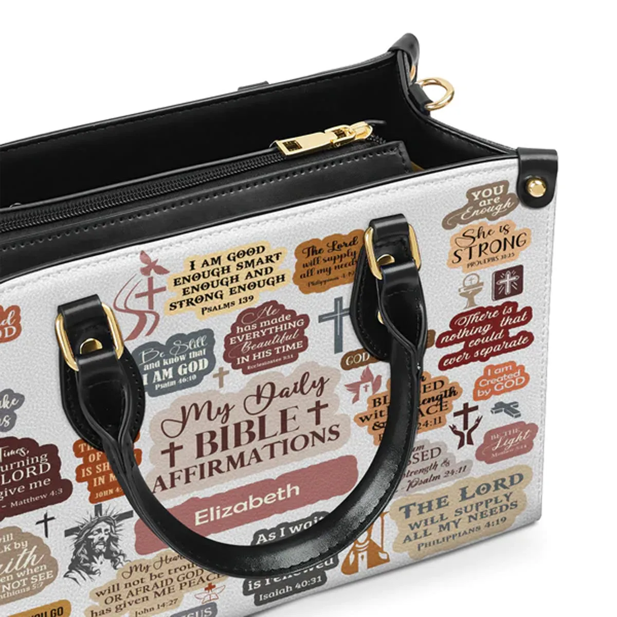Christianartbag Handbags, My Daily Bible Affirmation Leather Handbag, Personalized Bags, Gifts for Women, Christmas Gift, CABLTB01170923.