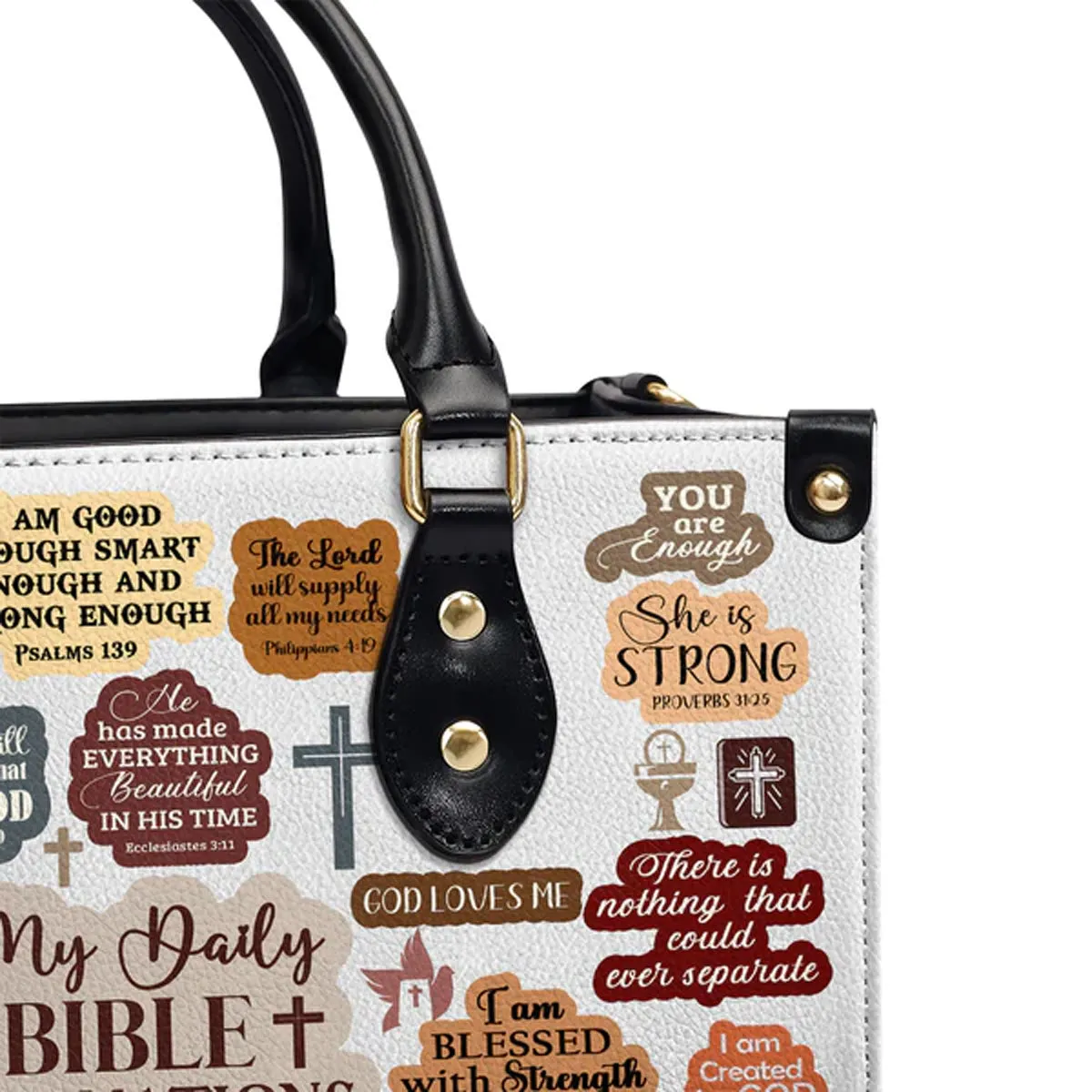 Christianartbag Handbags, My Daily Bible Affirmation Leather Handbag, Personalized Bags, Gifts for Women, Christmas Gift, CABLTB01170923.