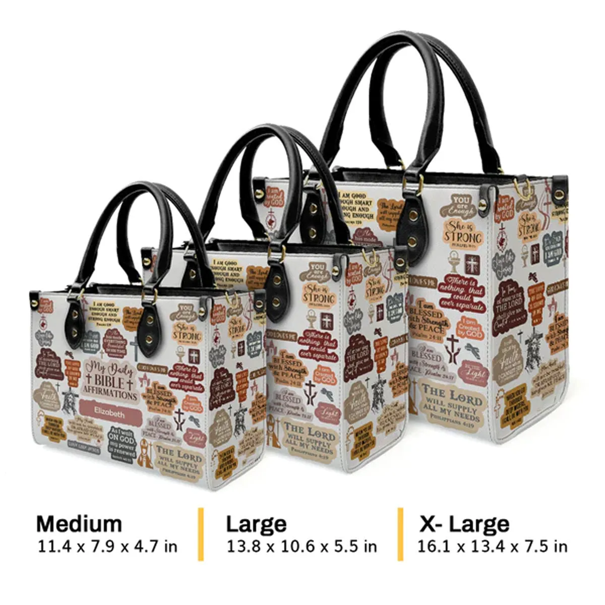 Christianartbag Handbags, My Daily Bible Affirmation Leather Handbag, Personalized Bags, Gifts for Women, Christmas Gift, CABLTB01170923.