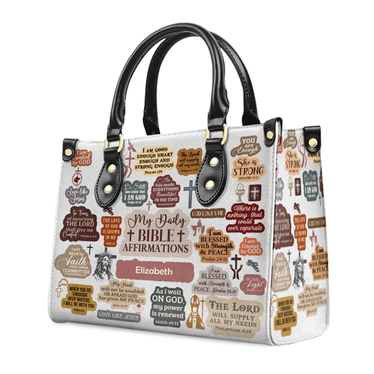 Christianartbag Handbags, My Daily Bible Affirmation Leather Handbag, Personalized Bags, Gifts for Women, Christmas Gift, CABLTB01170923.
