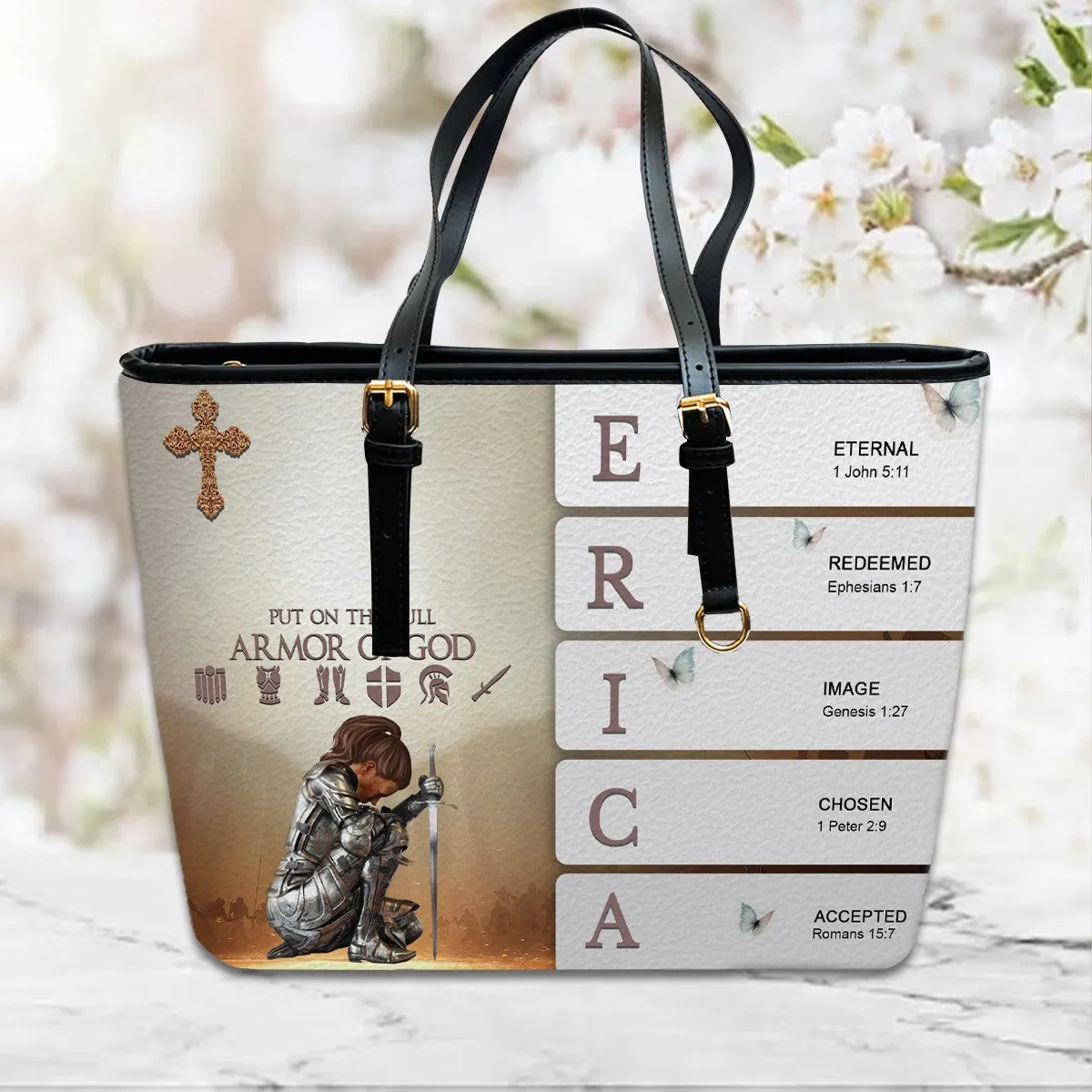 Christianartbag Handbags- Uncover the sacred meaning of your name - Custom Name and Skintone - Personalized Leather Handbag - CABLTB01050325